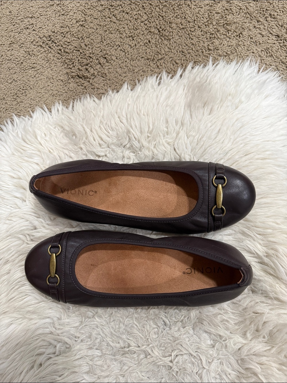 VIONIC DELANIE BALLERINA FLAT in Chocolate Brown Women’s Size 11 Wide